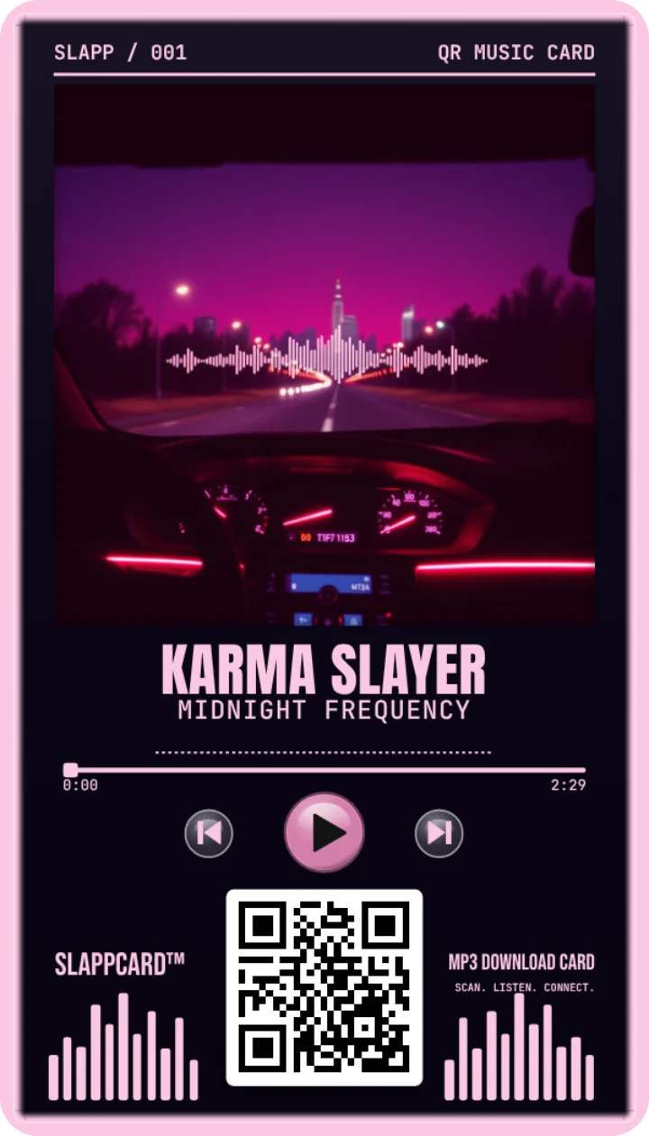 Sample card: Karma Slayer · Midnight Frequency