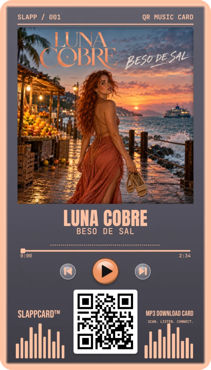 Sample card: LUNA COBRE · Beso de Sal