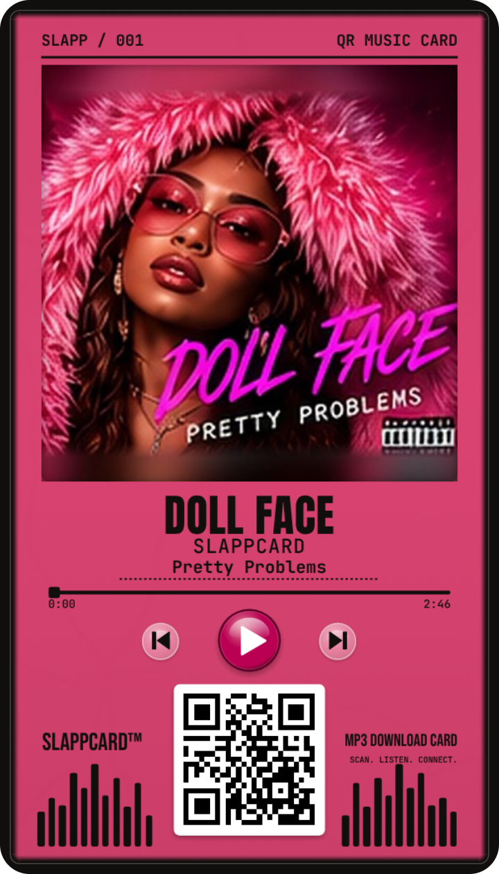 DOLL FACE: SLAPPCARD, front of a Slappcard