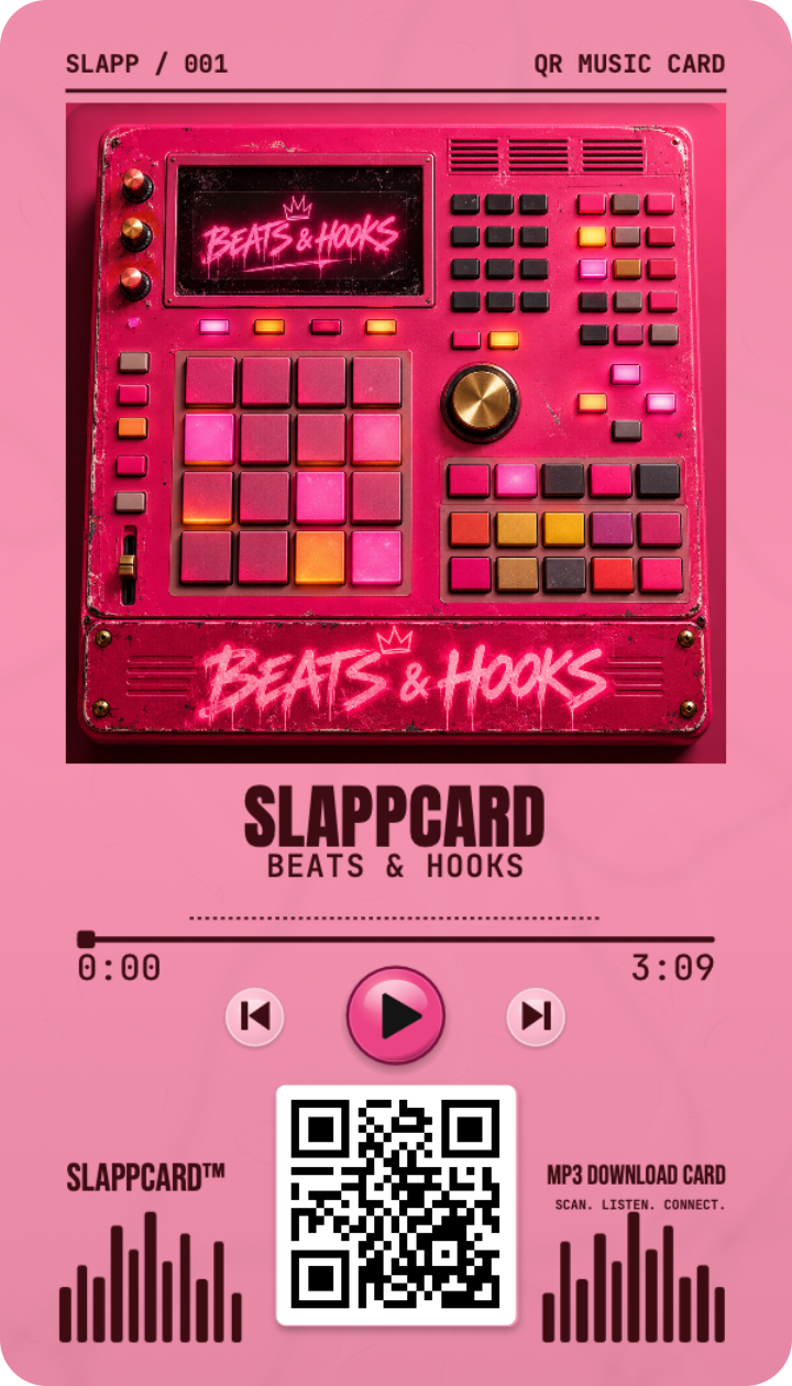 Slappcard: BEATS & HOOKS, front of a Slappcard