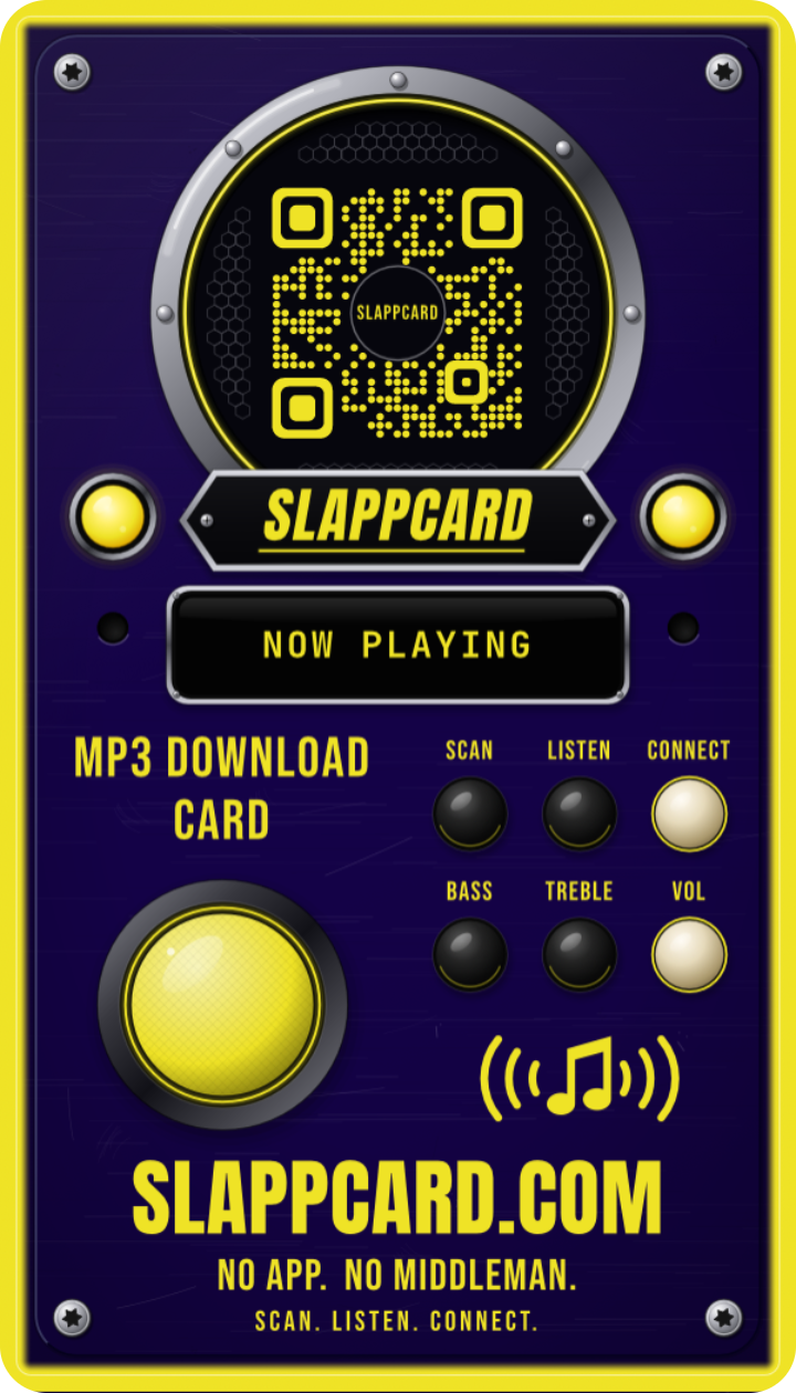 SLAPPCARD: WE DON'T CARE, back of a Slappcard